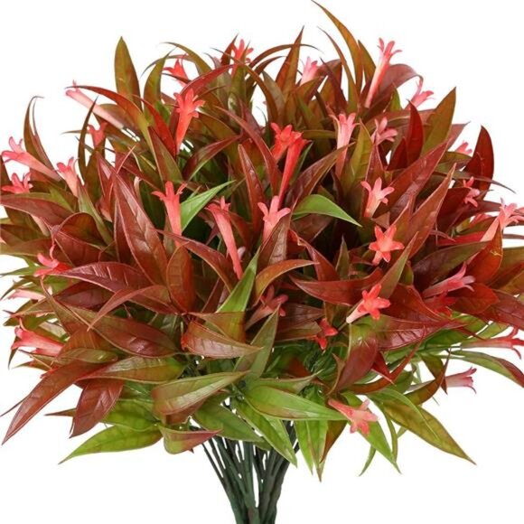 Artificial Flowers 8PCS Fake Red Spray Glory Plants Shrubs Greenery Bouquet - Picture 1 of 8